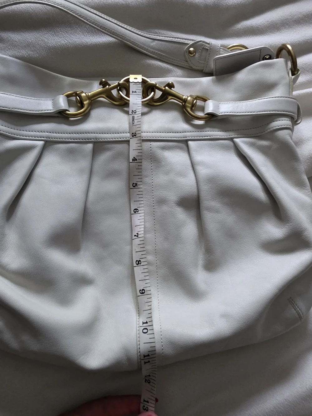 Coach White Leather Hobo with Gold Hardware